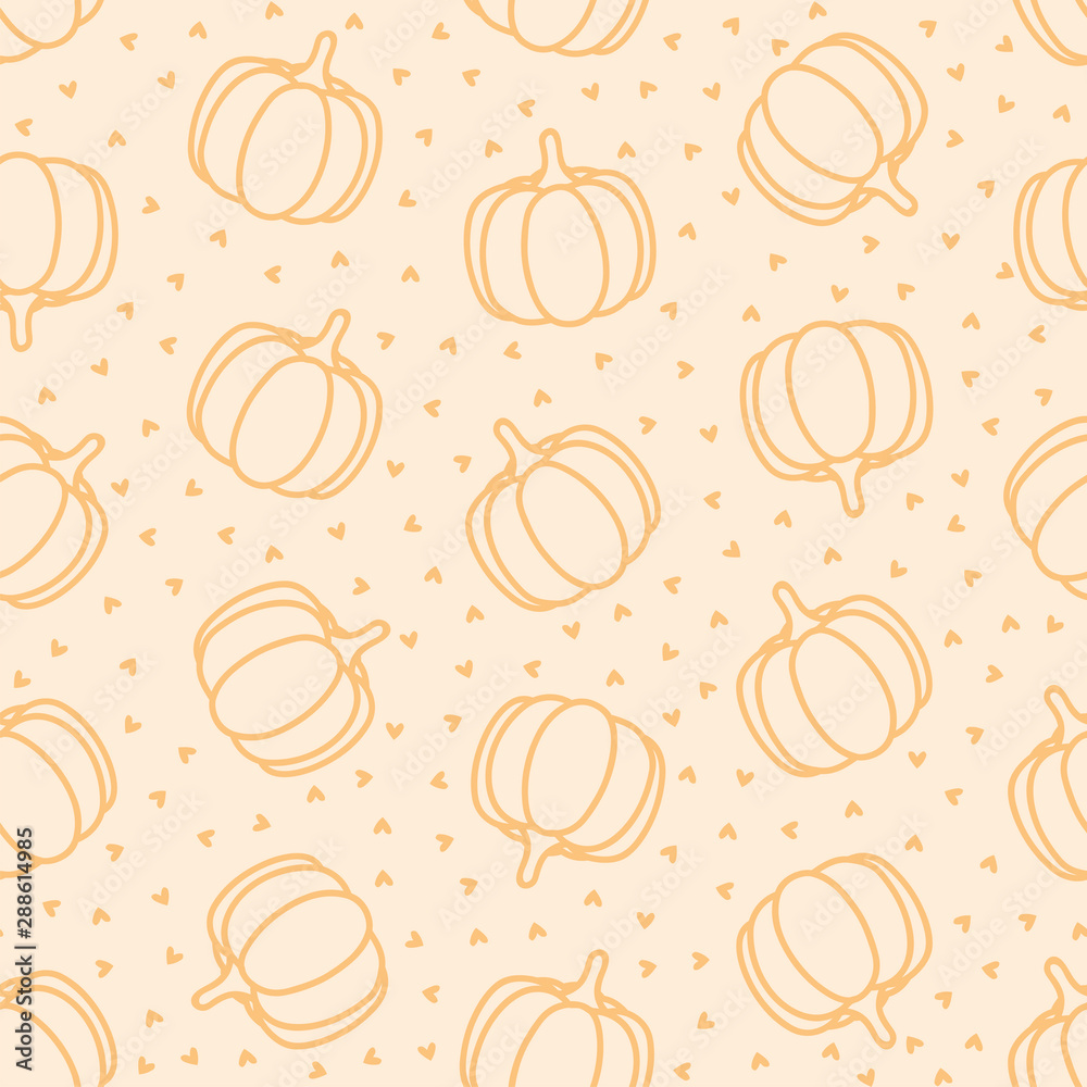 Seamless pattern with pumpkins and hearts Seamless pattern with pumpkins and hearts