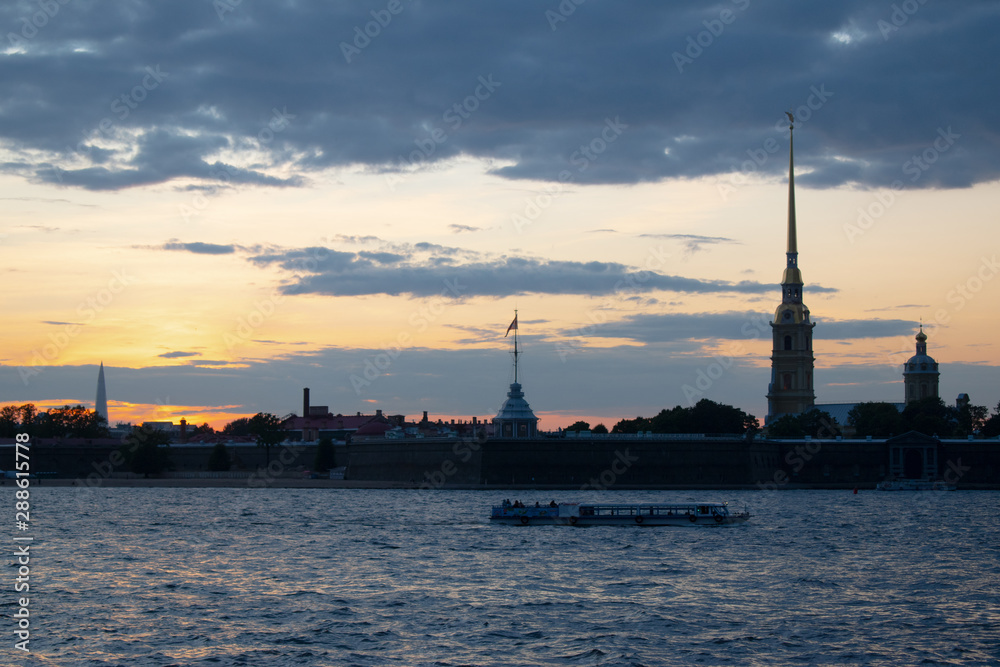 peter and paul fortress at sunset