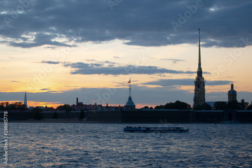 peter and paul fortress at sunset