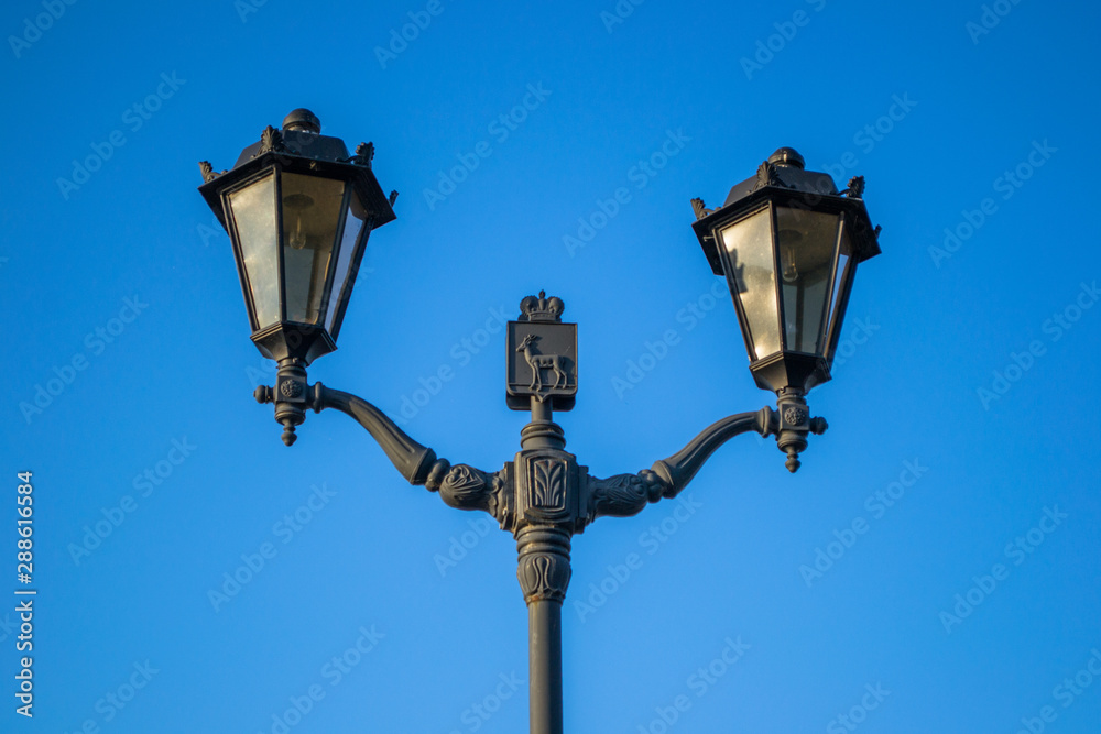 street lamp on blue sky background street lamp on blue sky background