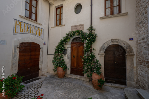 Pacentro, L'Aquila, Abruzzo.  Ancient medieval town, known for its fortifications (Castello Caldora) and is considered one of the most beautiful villages in Italy. photo