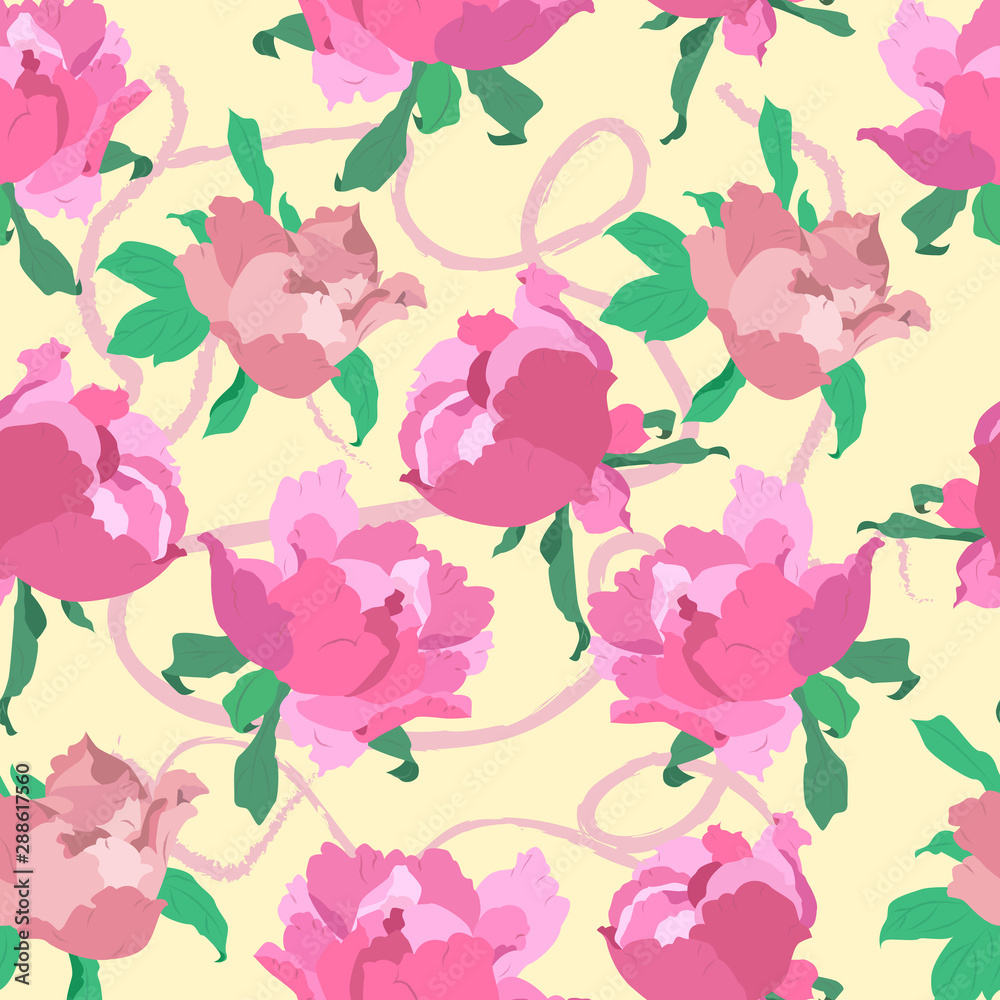 seamless pattern with peonies in delicate tones seamless pattern with peonies in delicate tones