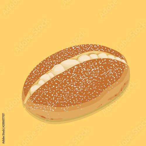 A illustration of hong kong style food Coconut bun with Cream