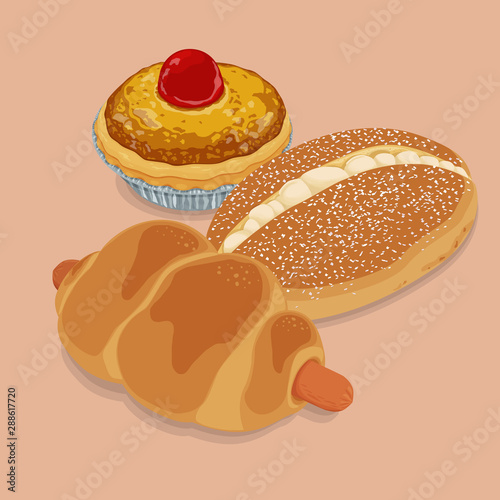 A illustration of hong kong style food classic bread photo