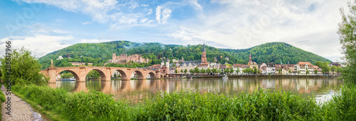 Panorama of Heidelberg made from side of Neckar river, Baden-Wurttemberg, Germany