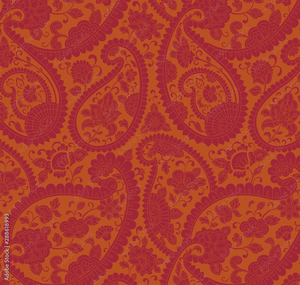 traditional paisley floral pattern , textile , Rajasthan, India	