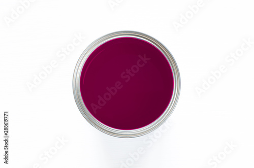 purple paint pot isolated on white background top view