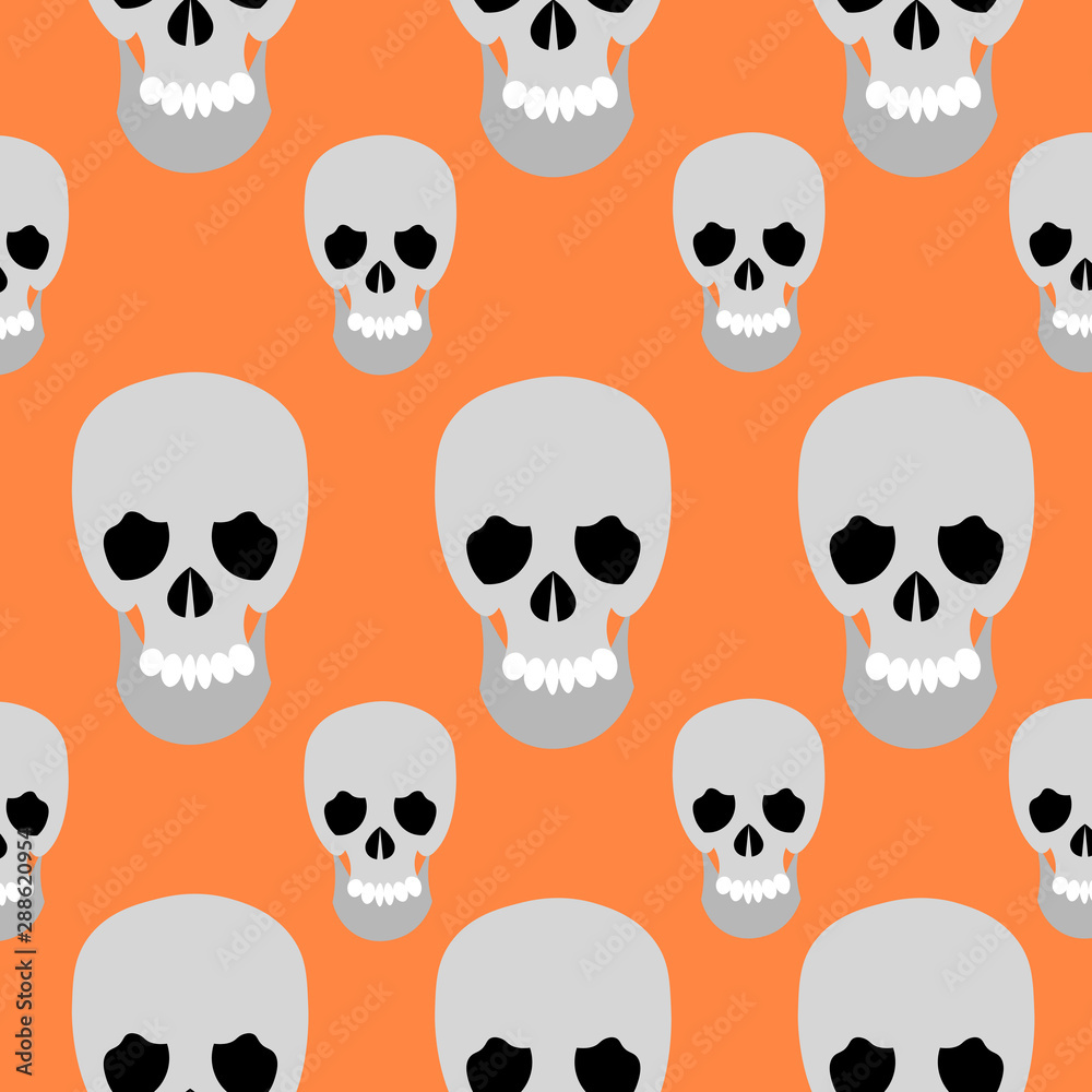 Halloween pattern. Skulls on an orange background. Design for cards, invitations, gift wraps, posters. Halloween pattern. Skulls on an orange background. Design for cards, invitations, gift wraps, posters.