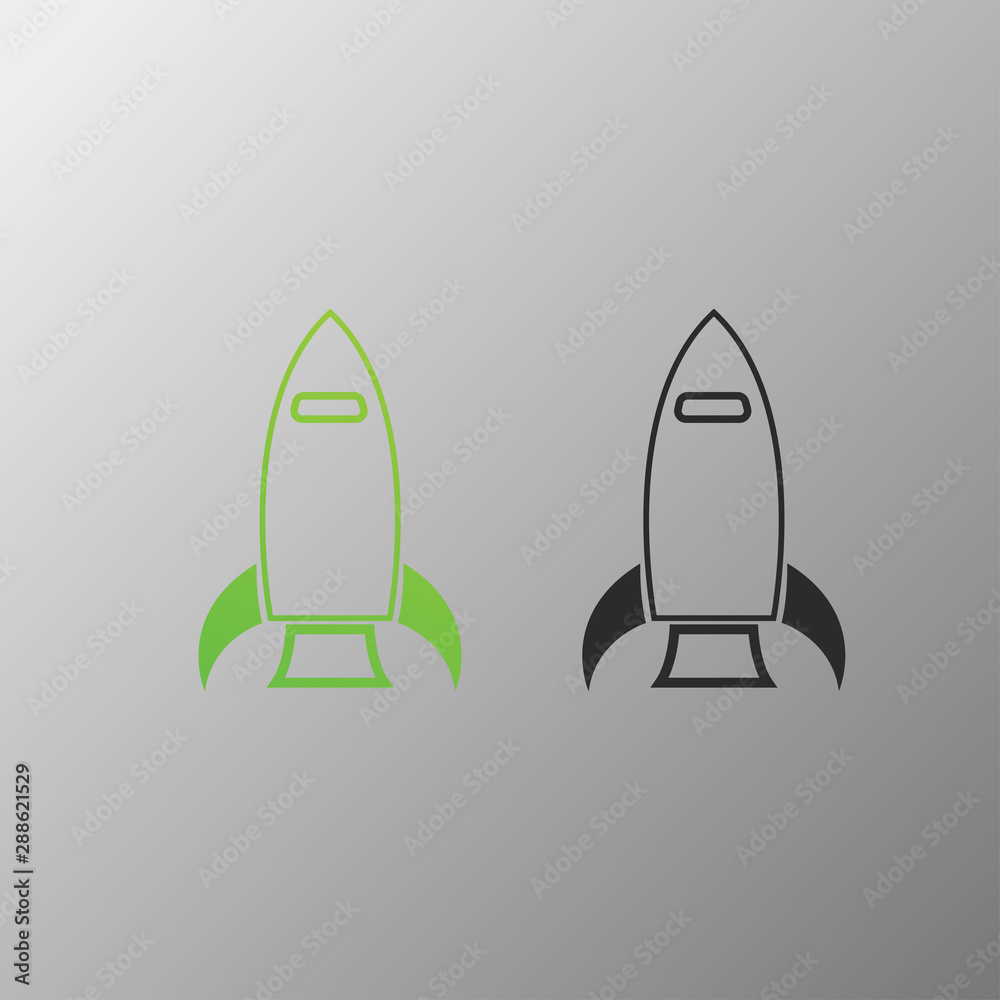Rocket design icon Gradient vector isolated on white Gray background