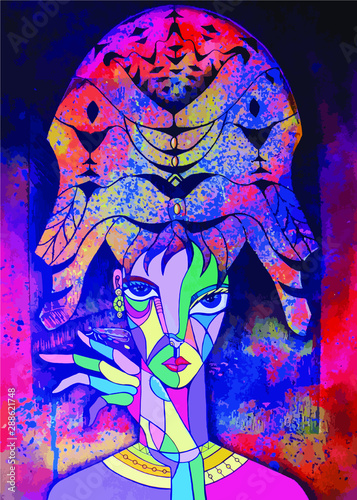 Retrato con tocado rojo