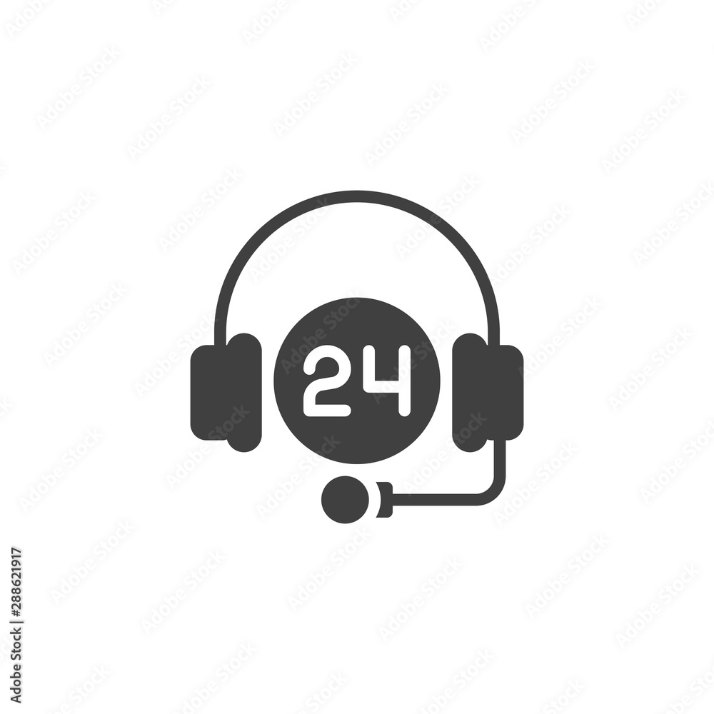 Support 24 hours vector icon. filled flat sign for mobile concept and web design. Twenty four hour Call center glyph icon. Symbol, logo illustration. Vector graphics Support 24 hours vector icon. filled flat sign for mobile concept and web design. Twenty four hour Call center glyph icon. Symbol, logo illustration. Vector graphics
