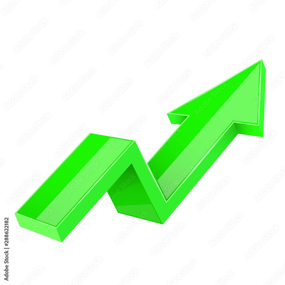 Green indication arrow. Up rising financial sign Green indication arrow. Up rising financial sign