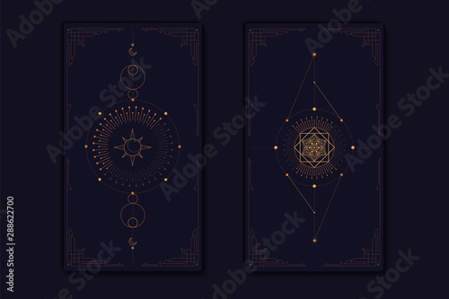 Geometric mystic symbols vector set