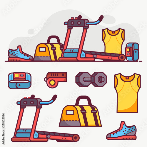 Sport Running and Fitness Lifestyle Icon Set