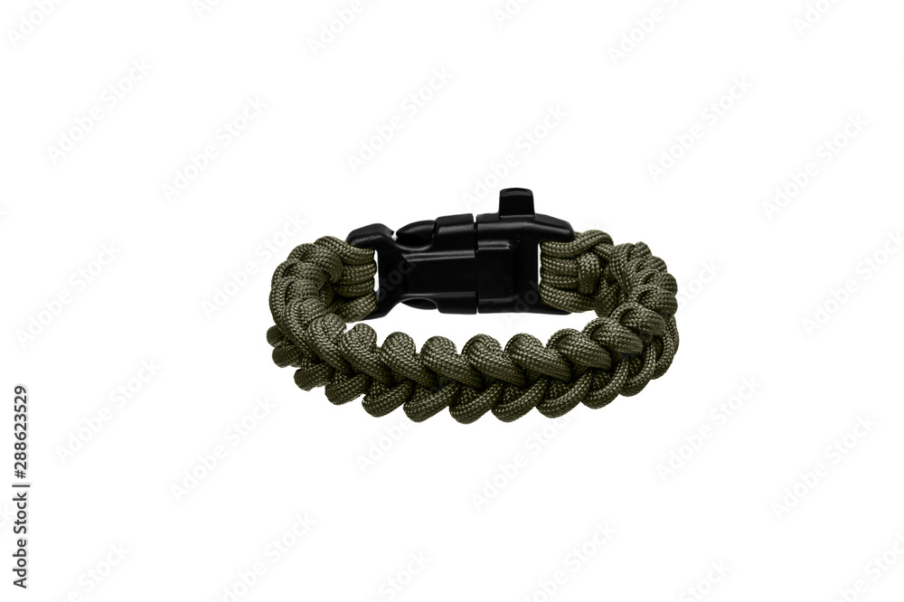 paracord bracelet isolated on white back paracord bracelet isolated on white back