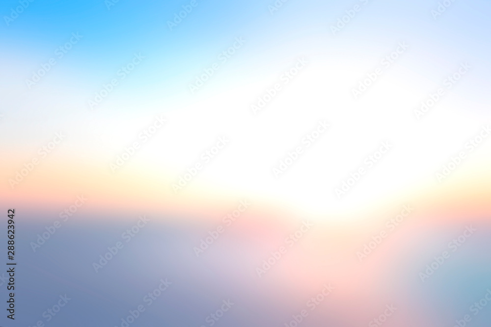 Hope concept: Bokeh light and abstract blurry blue sky and clouds mountain sunrise background - obrazy, fototapety, plakaty 
