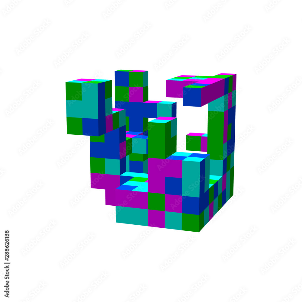 Abstract 3d construction. Isolated on white background. Vector colorful illustration. Abstract 3d construction. Isolated on white background. Vector colorful illustration.