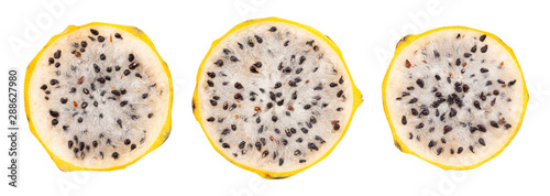 sliced yellow dragonfruit pitahaya