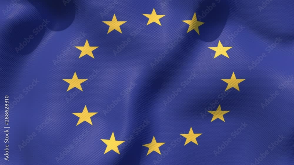 Animation of the Flag of the European Union with a Nylon Texture waving in the Wind Animation of the Flag of the European Union with a Nylon Texture waving in the Wind