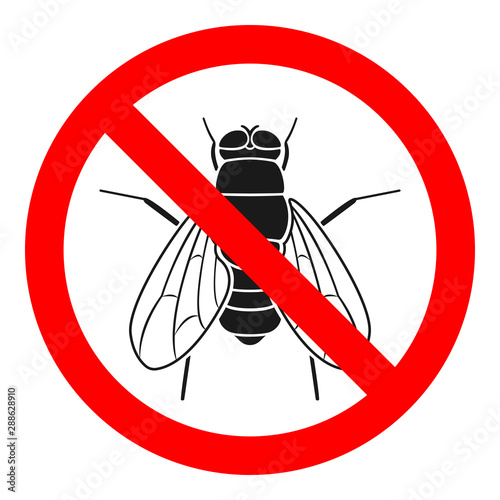 NO FLY sign. Insecticide symbol. Vector icon.