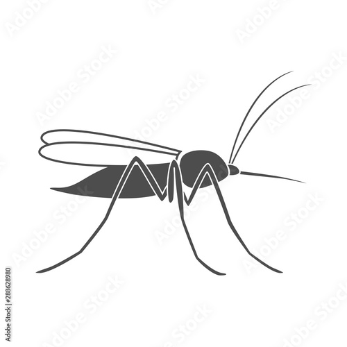 Mosquito silhouette on white background. Vector icon.