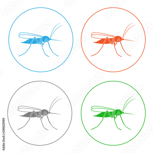 Mosquito or Gnat. Icon set. Vector.