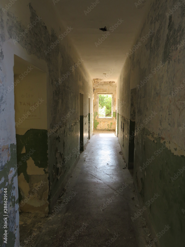 alley in old town Abandon prison Goli otok croatia