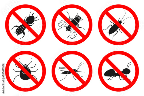 Pest control signs. Icon set. Vector.