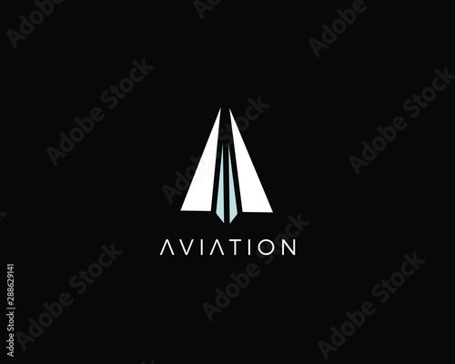 Creative and Minimalist Letter A Aviation Logo Design Icon | Editable in Vector Format in Black and White Color