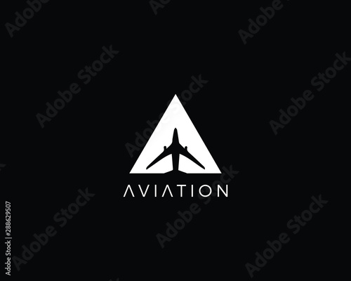 Creative and Minimalist Letter A Aviation Logo Design Icon | Editable in Vector Format in Black and White Color
