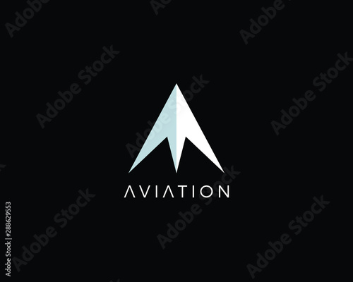 Creative and Minimalist Letter A Aviation Logo Design Icon | Editable in Vector Format in Black and White Color