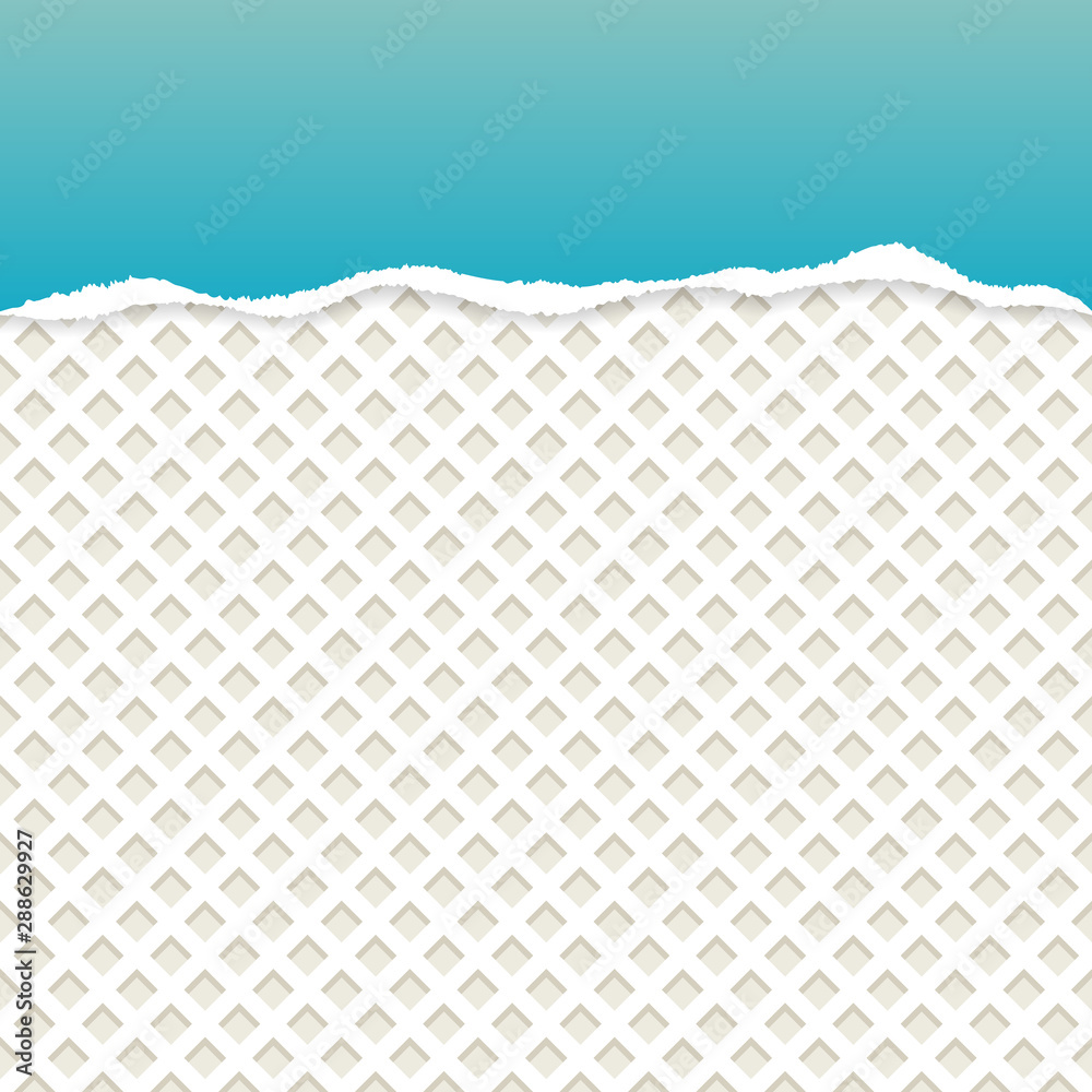 Blue ripped paper vector with milk wafer pattern background. Blue ripped paper vector with milk wafer pattern background.