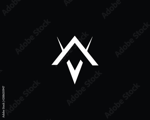 Creative and Minimalist Letter AV Logo Design Icon | Editable in Vector Format in Black and White Color photo