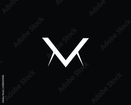 Creative and Minimalist Letter M MV VM Logo Design Icon | Editable in Vector Format in Black and White Color