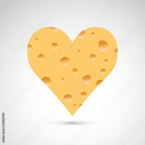 Heart shaped cheese. Vector illustration