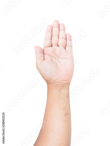 Hand raised isolated on with background