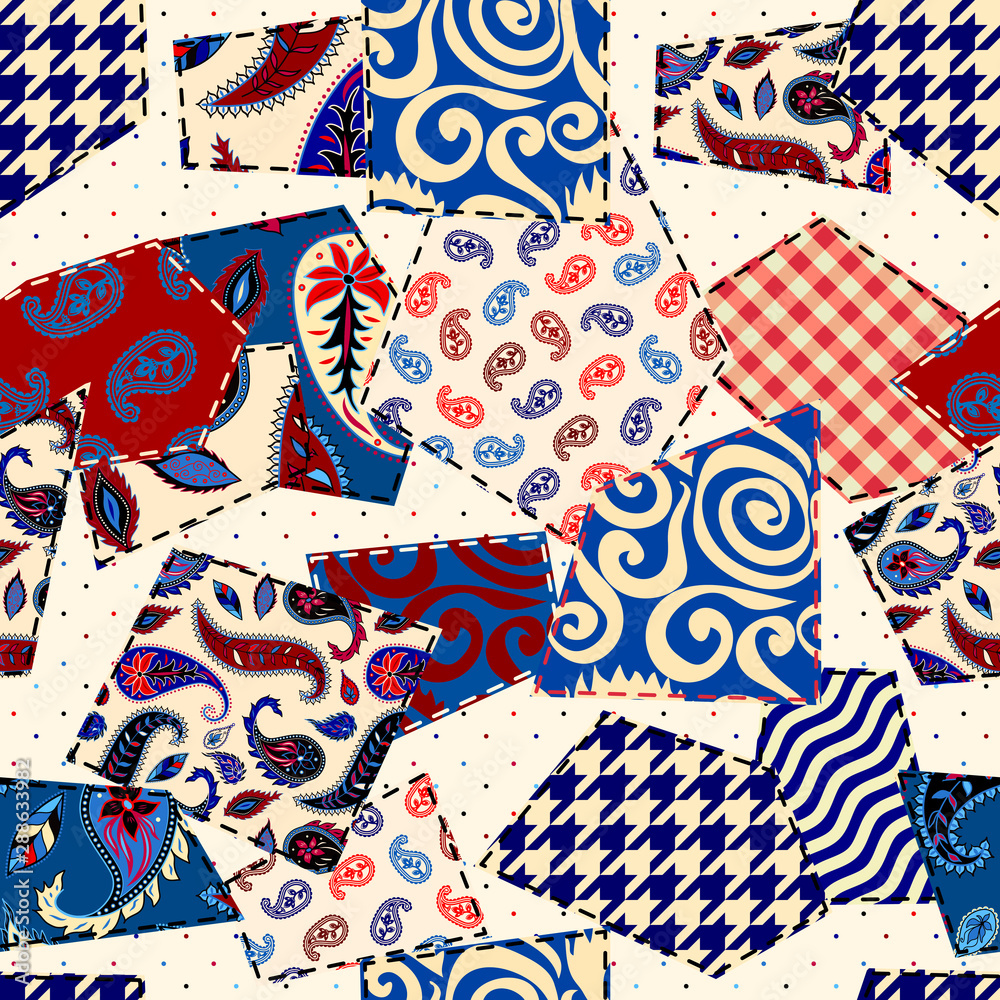 Obraz premium Seamless background pattern. Patchwork pattern. Vector image