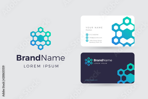 Abstract blockchain logo business card