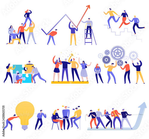 Teamwork Flat Colorful Set