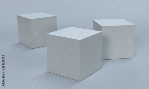 Three White Blank Cubes Isolated