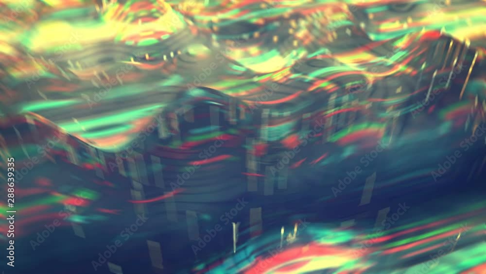 Data fail visualization. Abstract grunge design. Seamless loop 3D render animation