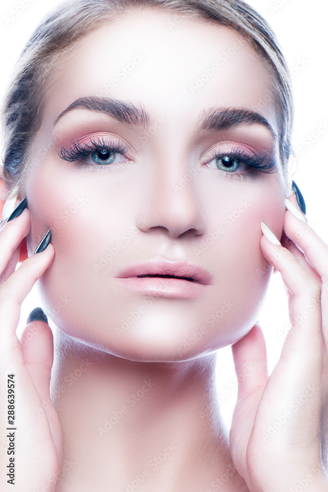 Young beautiful woman with clean perfect skin close-up. Beauty portrait Young beautiful woman with clean perfect skin close-up. Beauty portrait
