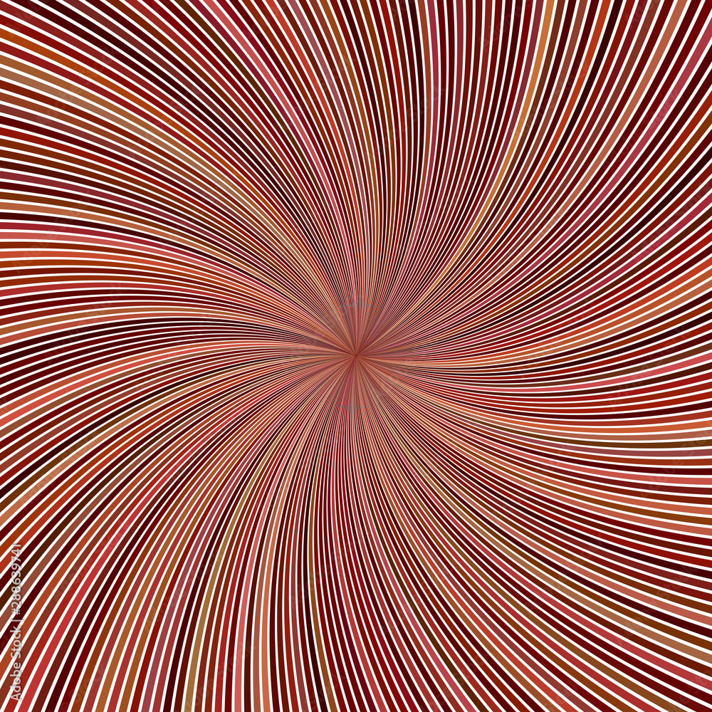 Brown hypnotic abstract striped spiral background design - vector graphic with curved rays