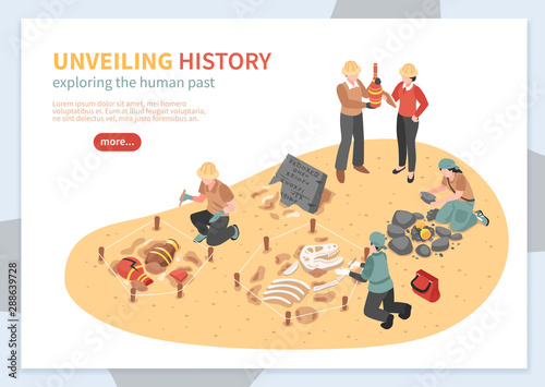 Archaeological Exploration Isometric Concept 