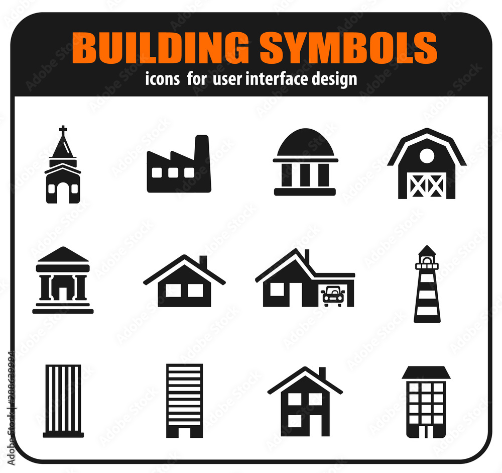 Building symbols icon set