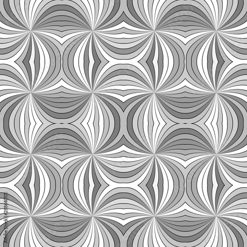Grey seamless psychedelic geometrcial swirl stripe pattern background - vector ray graphic