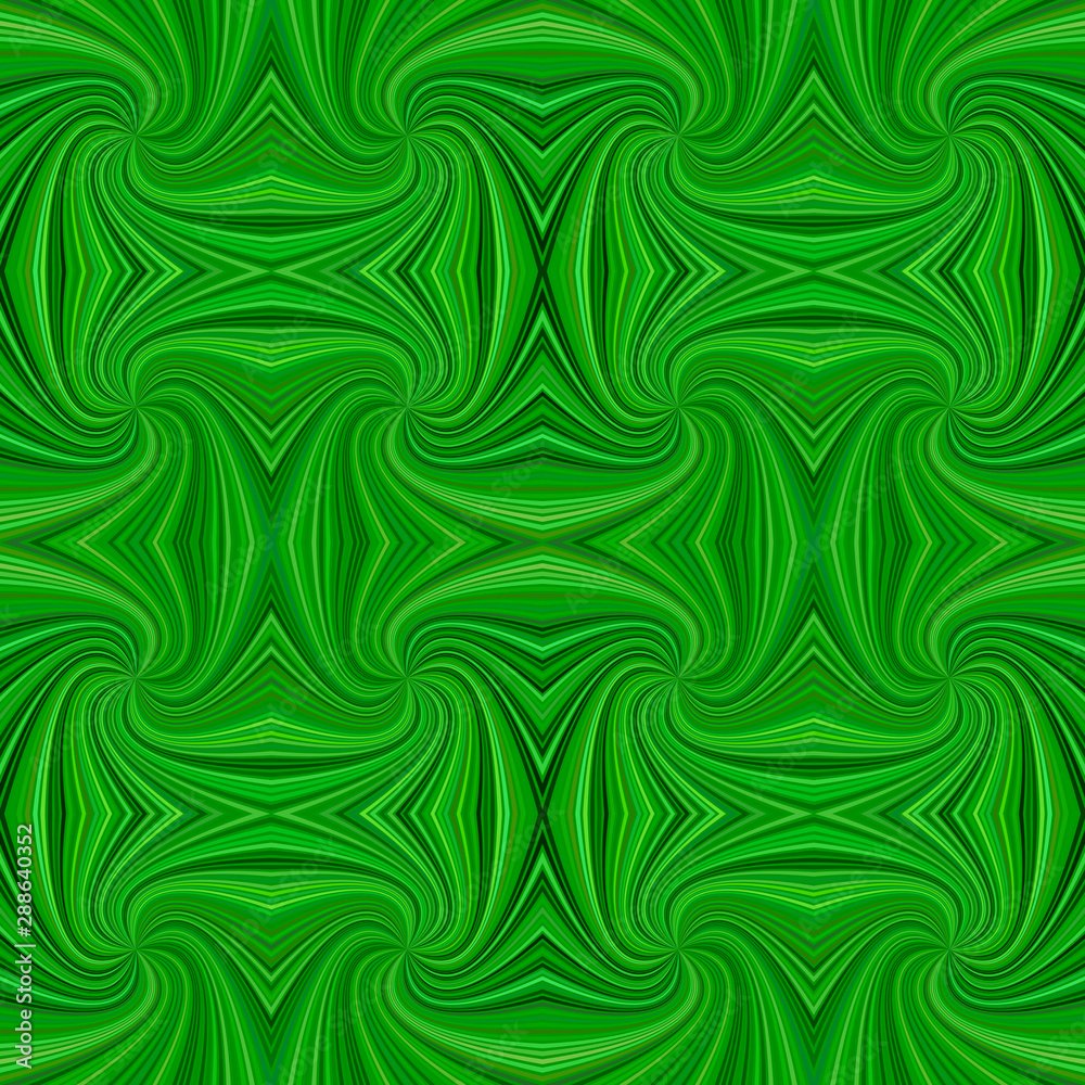 Green seamless abstract psychedelic spiral ray stripe pattern background - vector graphic