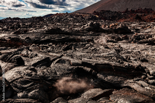 Rough surface of frozen lava after Mauna Loa volcano eruption, Hawaii, USA photo