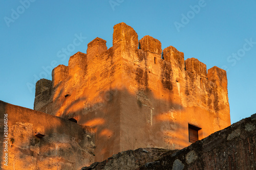 Ancient tower in the medieval walls of Caceres. Extremadura. Spain.