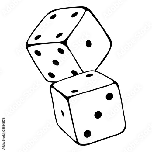 Vector Line Two Dices. Casino Icon.